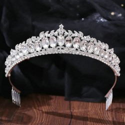 Bridal Jewelr Headdress Crystal Crown Wedding Rhinestone Women Fashion Party Hair Accessories Tiara with Comb Headband Headpiece