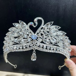 Bridal Tiara Rhinestone Wedding Swan Crown Hair Accessories Women Luxury Bride Diadem Headdress Headband Party Headwear Jewelry