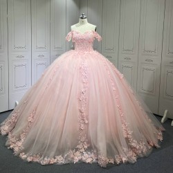 Cap Sleeves Pink Quinceanera Dresses for Girl Sweetheart Neck Appliques Ball Gown Vestidos De Baile Custom Made