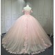 Cap Sleeves Pink Quinceanera Dresses for Girl Sweetheart Neck Appliques Ball Gown Vestidos De Baile Custom Made