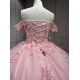 Cap Sleeves Pink Quinceanera Dresses for Girl Sweetheart Neck Appliques Ball Gown Vestidos De Baile Custom Made