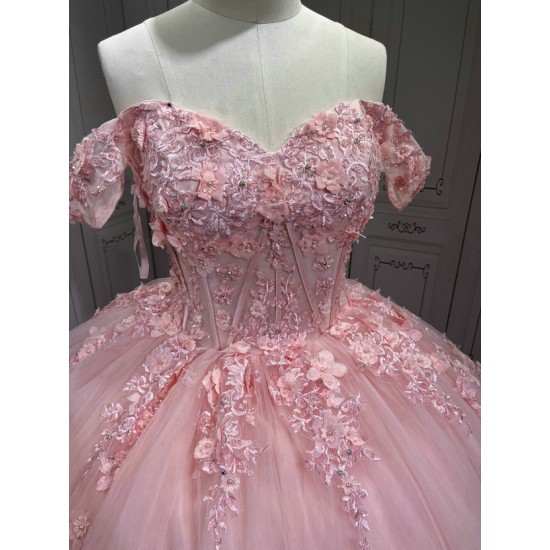 Cap Sleeves Pink Quinceanera Dresses for Girl Sweetheart Neck Appliques Ball Gown Vestidos De Baile Custom Made