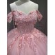 Cap Sleeves Pink Quinceanera Dresses for Girl Sweetheart Neck Appliques Ball Gown Vestidos De Baile Custom Made