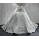 Cape Sleeve Wedding Dresses Long Sleeves Crystal Bridal Dresses Floor Length Wedding Gowns