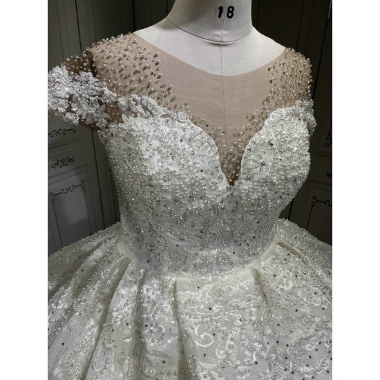 Cape Sleeve Wedding Dresses for Women 2024 Wedding Gowns Scoop Neck Luxury Lace up vestidos de noiva