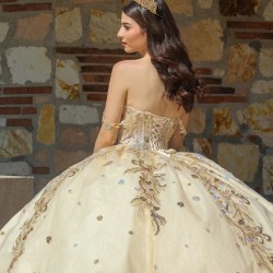 2024 Champagne Quinceanera Dresses Sweetheart Neck Ball Gown Princess Dress Lace Appliques Sweet 15 Prom Party Dress