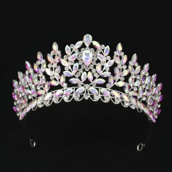 Colorful Rhinestone Geometric Bridal Tiaras Crown Baroque Crystal Pageant Prom Diadem Bride Headbands Wedding Hair Accessories