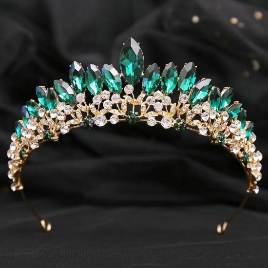 Colorful Rhinestone Tiaras Luxury Crystal Crowns Princess Queen Bridal Wedding Party Headbands Hair Jewelry Accessories