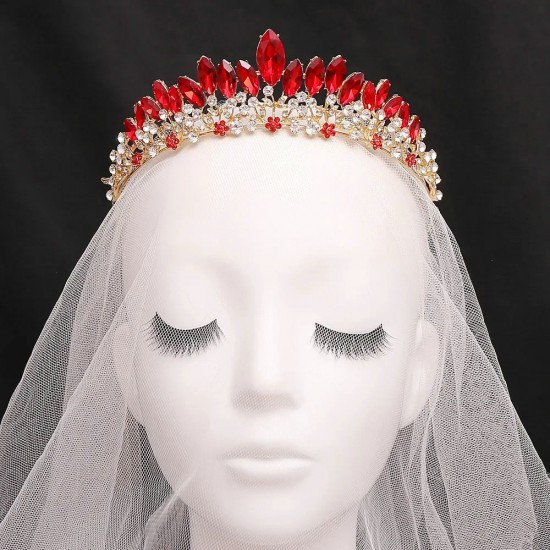 Colorful Rhinestone Tiaras Luxury Crystal Crowns Princess Queen Bridal Wedding Party Headbands Hair Jewelry Accessories