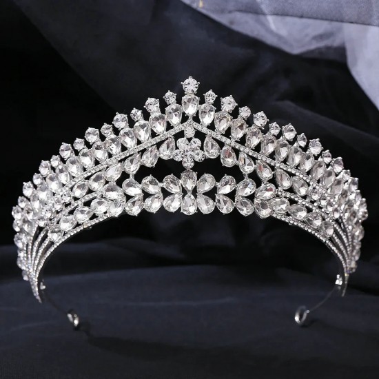 Crystal Bridal Crowns Silver Color Wedding Headband and Tiaras Hair Jewelry Accessories Women Rhinestone Headwear Queen Diadem