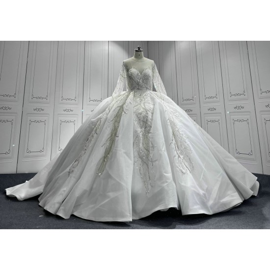 Custom Made Long Sleeves Wedding Dresses 2024 Luxury Princess Lace Ball Gown Bridal Gowns