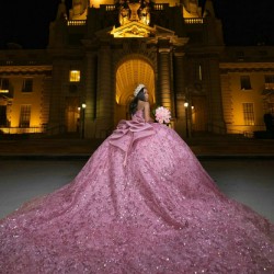 Customized 2024 Hot Pink Quinceanera Dresses Princess Ball Gown Sequin Sweetheart Girls Sweet 15 Vestidos De 15 Anos