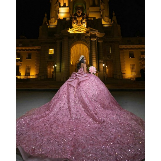 Customized 2024 Hot Pink Quinceanera Dresses Princess Ball Gown Sequin Sweetheart Girls Sweet 15 Vestidos De 15 Anos