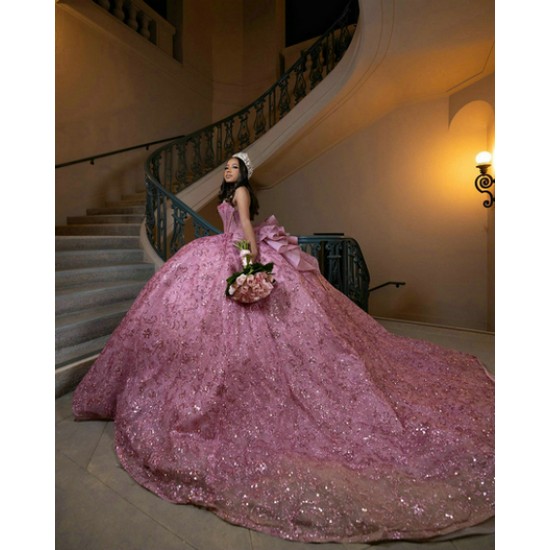 Customized 2024 Hot Pink Quinceanera Dresses Princess Ball Gown Sequin Sweetheart Girls Sweet 15 Vestidos De 15 Anos