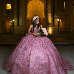 Customized 2024 Hot Pink Quinceanera Dresses Princess Ball Gown Sequin Sweetheart Girls Sweet 15 Vestidos De 15 Anos