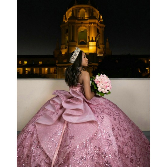 Customized 2024 Hot Pink Quinceanera Dresses Princess Ball Gown Sequin Sweetheart Girls Sweet 15 Vestidos De 15 Anos