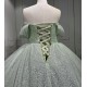 Customized 2024 Sage Green Princess Ball Gown Quinceanera Dress Sequins Beaded Birthday Party Sweet 15 Vestidos De 15 Anos