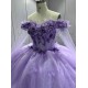 Customized Appliques Princess Lavender Quinceanera Dresses 2024 Cape Sleeves Ball Gown Party Dress For Sweet 15 16