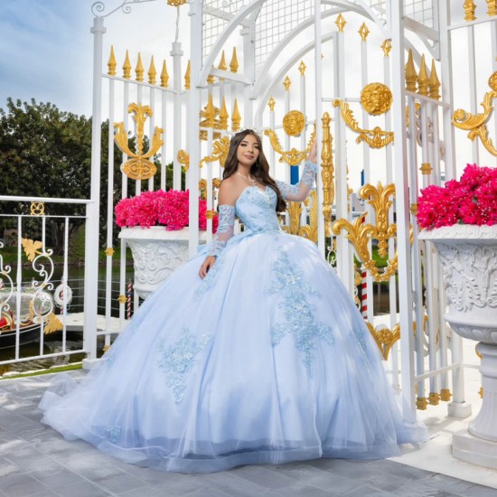 Customized Glitter Sky Blue Quinceanera Dress Ball Gown Sequins Applique Beaded Sweet 16 Vestidos De 15 Anos