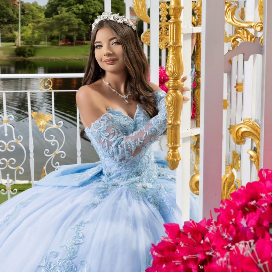 Customized Glitter Sky Blue Quinceanera Dress Ball Gown Sequins Applique Beaded Sweet 16 Vestidos De 15 Anos