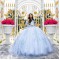 Customized Glitter Sky Blue Quinceanera Dress Ball Gown Sequins Applique Beaded Sweet 16 Vestidos De 15 Anos