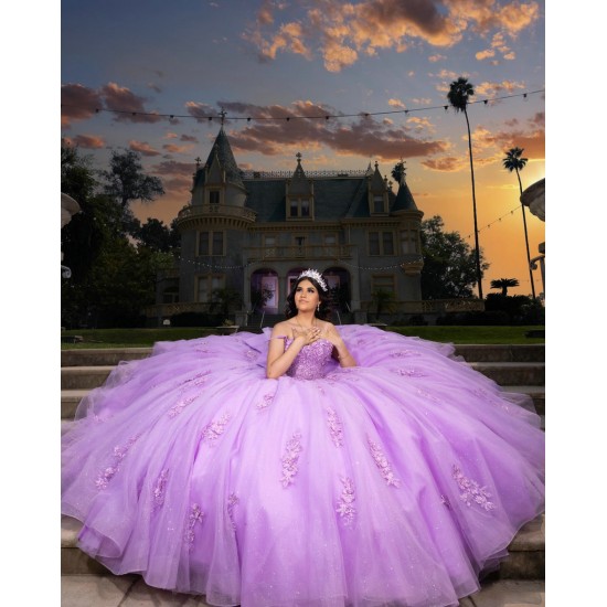 Customized Lilac Quinceanera Dress Ball Gown Floral Applique Lace Corset Sweet 16 Vestidos De 15 Anos With Bow