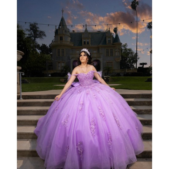 Customized Lilac Quinceanera Dress Ball Gown Floral Applique Lace Corset Sweet 16 Vestidos De 15 Anos With Bow