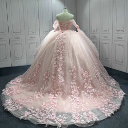 Customized Luxury Ball Gown Pink Quinceanera Dress 2024 Princess 3D Flowers Appliques Vestidos De 15 Anos