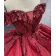 Customized Off Shoulder Ball Gown Red Quinceanera Dress 2024 Princess Flowers Appliques Beading Lace Up Vestidos De 15 Anos