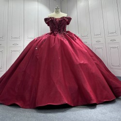 Customized Off Shoulder Ball Gown Red Quinceanera Dress 2024 Princess Flowers Appliques Beading Lace Up Vestidos De 15 Anos