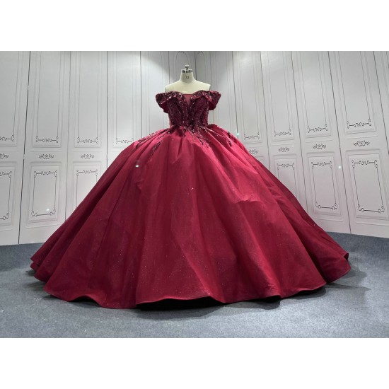 Customized Off Shoulder Ball Gown Red Quinceanera Dress 2024 Princess Flowers Appliques Beading Lace Up Vestidos De 15 Anos