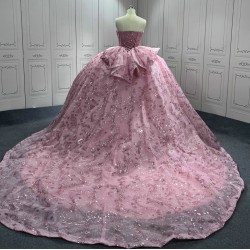 Customized Pink Ball Gown Princess Quinceanera Dresses 2024 Sweetheart Girls Birthday Party Dress For Sweet 15 16