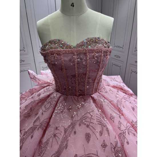 Customized Pink Ball Gown Princess Quinceanera Dresses 2024 Sweetheart Girls Birthday Party Dress For Sweet 15 16