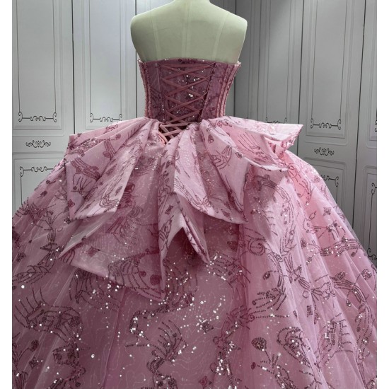 Customized Pink Ball Gown Princess Quinceanera Dresses 2024 Sweetheart Girls Birthday Party Dress For Sweet 15 16