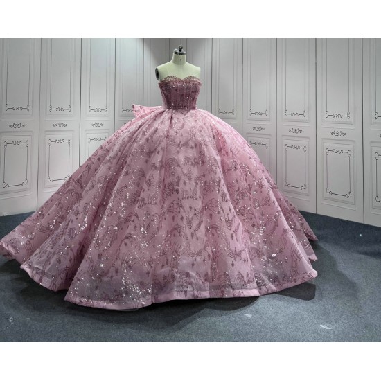 Customized Pink Ball Gown Princess Quinceanera Dresses 2024 Sweetheart Girls Birthday Party Dress For Sweet 15 16