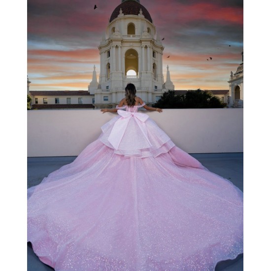 Customized Pink Quinceanera Dress Ball Gown Lace Applique Beading Crystals Bow Corset Sweet 16 Vestidos De 15 Anos