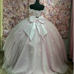 Customized Pink Quinceanera Dress With Bow 2024 Sweetheart Applique Party 15 Vestidos De 15 Anos