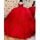 Customized Red Quinceanera Dress Ball Gown Lace Applique Off Shoulder Sweet 16 Vestido De 15 Anos