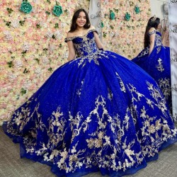 Customized Royal Blue Quinceanera Dresses Vestidos De 15 Anos Party 3D Flower 16 Birthday Princess Ball Gown