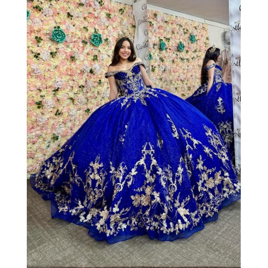 Customized Royal Blue Quinceanera Dresses Vestidos De 15 Anos Party 3D Flower 16 Birthday Princess Ball Gown