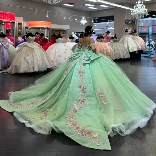 Customized Sage Green Ball Gown Quinceanera Dresses 2025 Appliques Evening Dress Vestido De 15 Anos