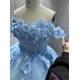 Customized Sky Blue Quinceanera Dresses Flowers Appliques Sweetheart Ball Gowns Princess Vestidos De 15 Anos