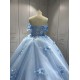 Customized Sky Blue Quinceanera Dresses Flowers Appliques Sweetheart Ball Gowns Princess Vestidos De 15 Anos