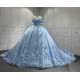 Customized Sky Blue Quinceanera Dresses Flowers Appliques Sweetheart Ball Gowns Princess Vestidos De 15 Anos