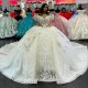 Customized White Quinceanera Dress Off Shoulder Lace Applique Beading Corset Sweet 16 Birthday Party Gown