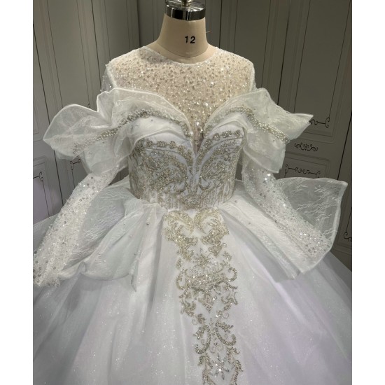 Detachable Sleeve Wedding Dress Plus Size Lace Up Bridal Gowns Luxury Wedding Dresses Custom Made