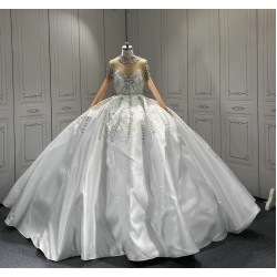 Detachable Train Wedding Dresses Long Sleeve Crystal Bridal Gowns Vestido De Novia Custom Made