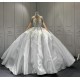 Detachable Train Wedding Dresses Long Sleeve Crystal Bridal Gowns Vestido De Novia Custom Made