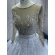 Detachable Train Wedding Dresses Long Sleeve Princess Bride Dresses Pearl Sequin Women Vestidos De Novia