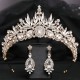 Elegant Crystal Crown Handmade Rhinestone Tiaras Earrings Sets for Women Bridal Wedding Champagne Crowns and Tiara Sets